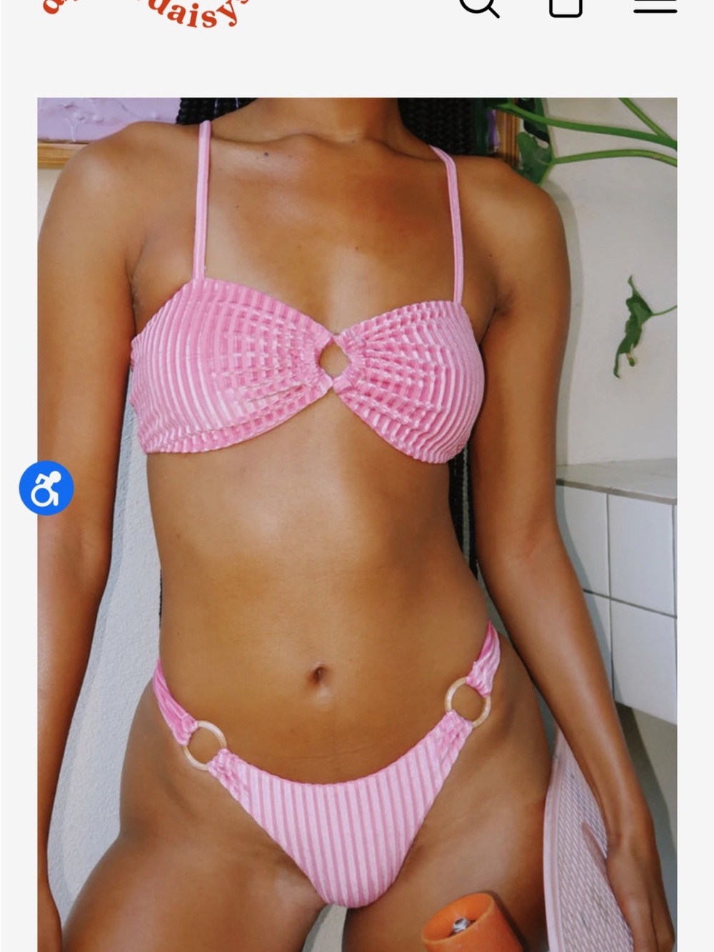 Dippin' Daisy's Pink Ribbed Ring-Front Bikini Set